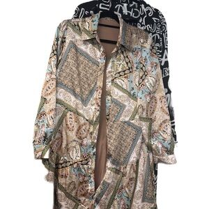 Elegant Multicolor Long Sleeve Dress Bundle of 2 paisley avant- guard funky